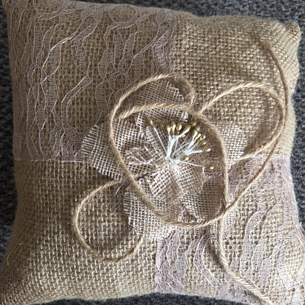 Rustic Style Burlap Ring Bearer Pillow